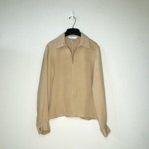 Grace Chemise Petite Vintage 100% Silk Long-Sleeved Blouse Size P/P